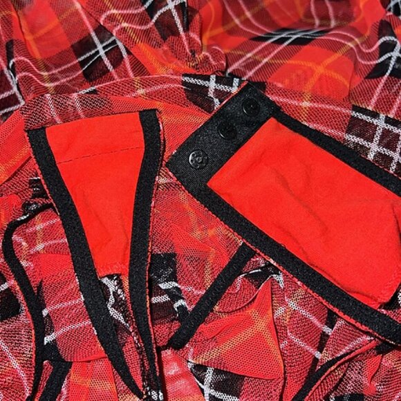 Victorias Secret Red Plaid Mesh Bodysuit size Large - Picture 12 of 13